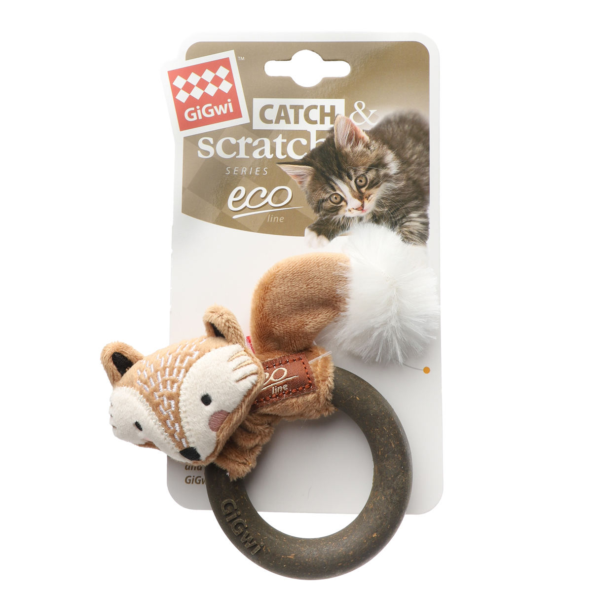 Игрушка для кошек Лисичка с кольцом из мататаби 11 см, серия CATCH & SCRATCH ECO 3