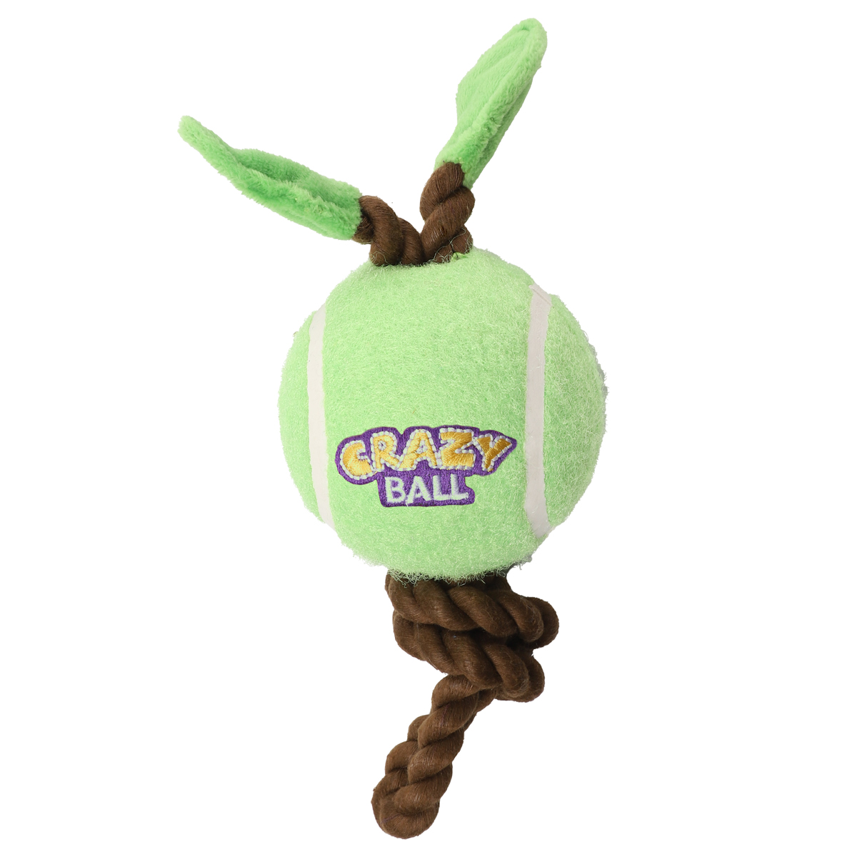 CRAZY BALL Игрушка из теннисной резины для собак "Яблочко с верёвкой", с верёвкой, d80/220мм 2
