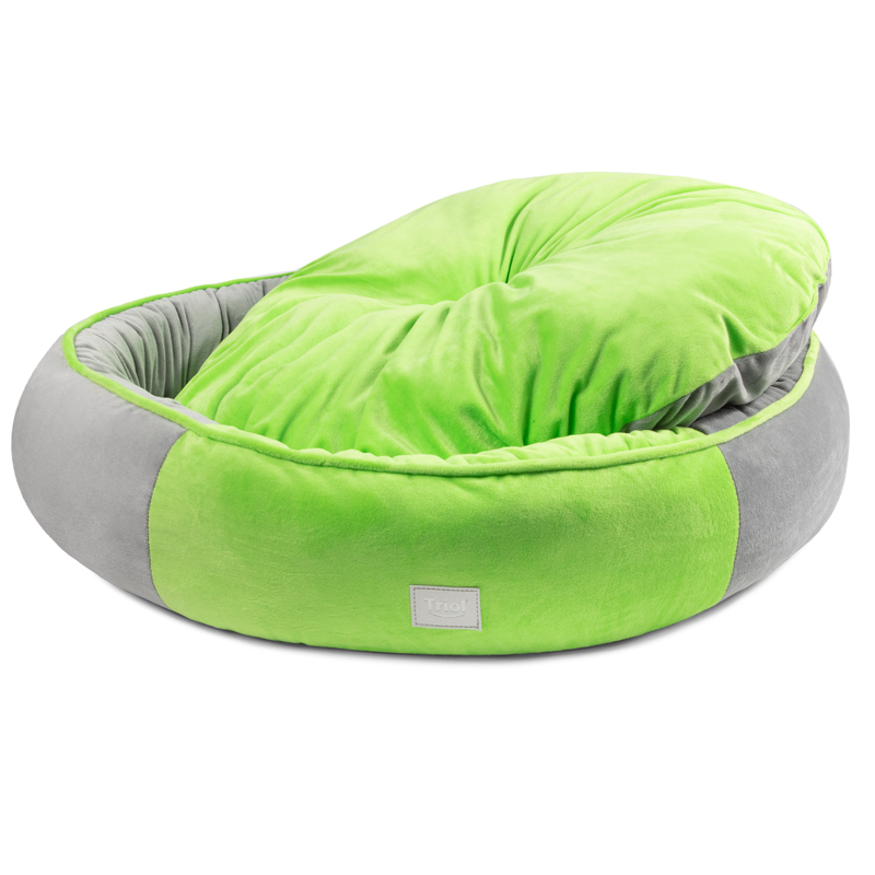 Лежанка для животных круглая "Клевер" L, серо-салатовая, 600*600*170мм 2