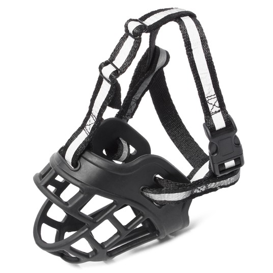 Намордник силиконовый с нейлоновым ремешком, №6, чёрный, 100*65*155мм