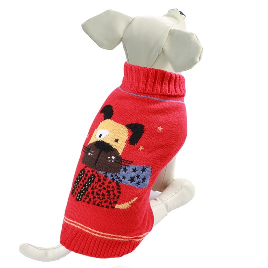 Свитер "Собачка" M, красный, размер 30см