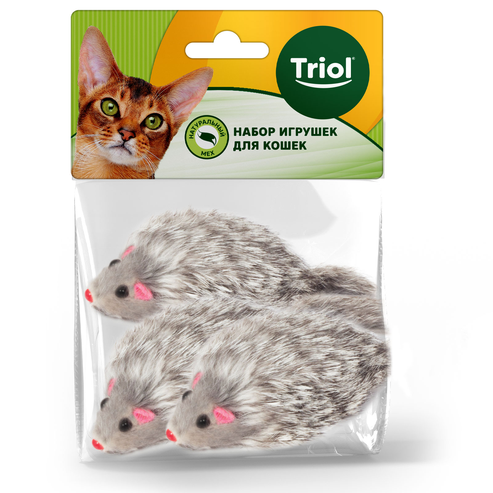 Игрушка для кошек "Мышь серая", 70-75мм (уп.3шт.) 2