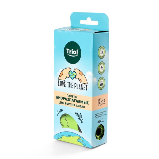 Пакеты биоразлагаемые для выгула собак (4 рулона), d25*60мм, серия LOVE THE PLANET