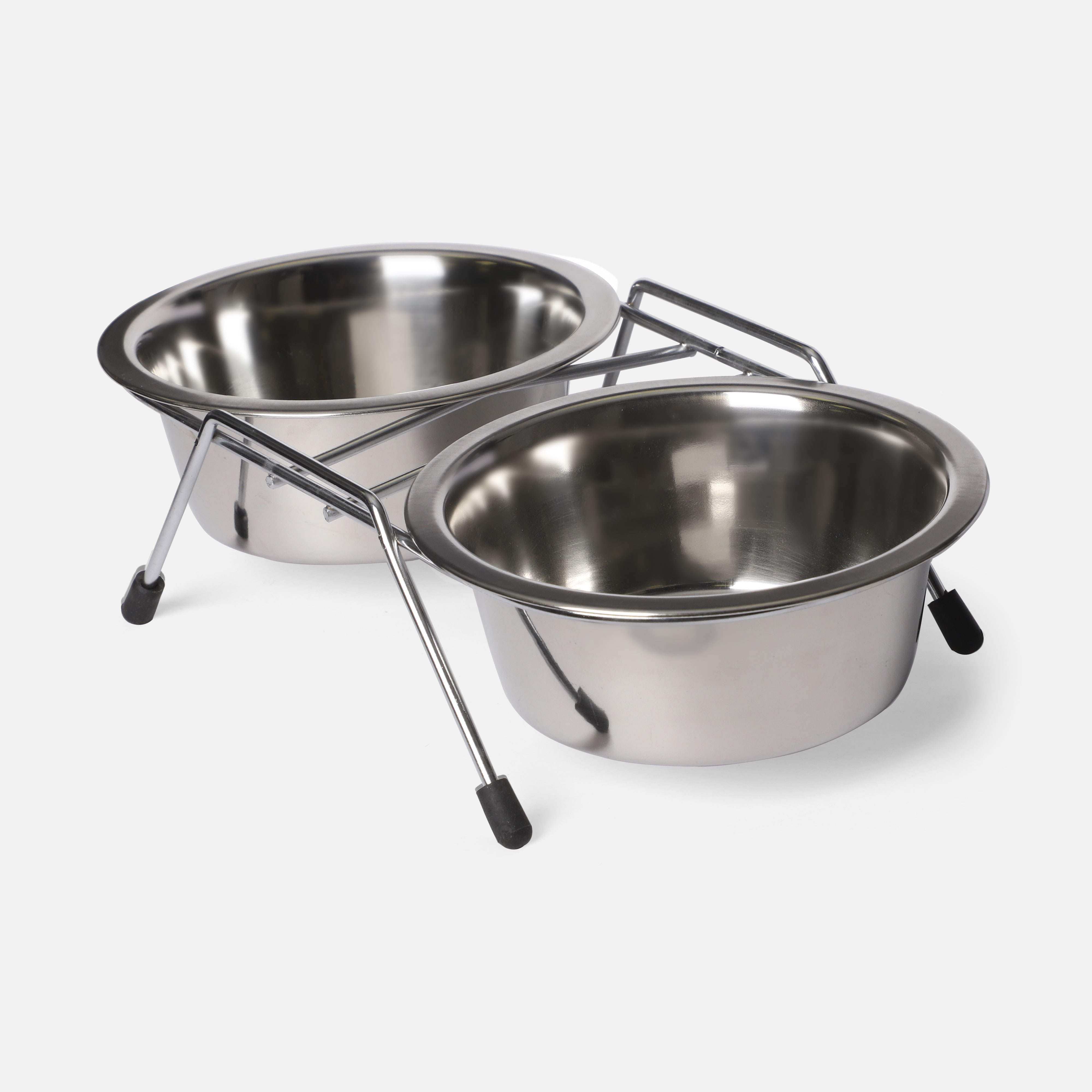 Миска металлическая на подставке, 2*0,40л 2