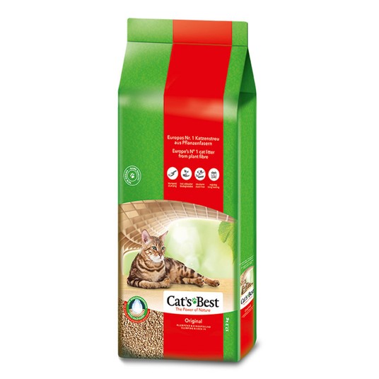 Наполнитель для кошачьих туалетов Cat's Best Original 40л*17,2кг, древесный комкующийся