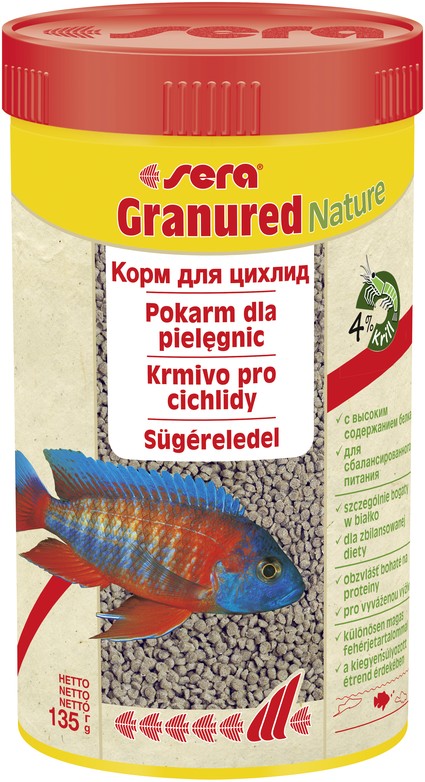 Корм для хищных цихлид, основной в гранулах "Granured", 250 мл, 135 г