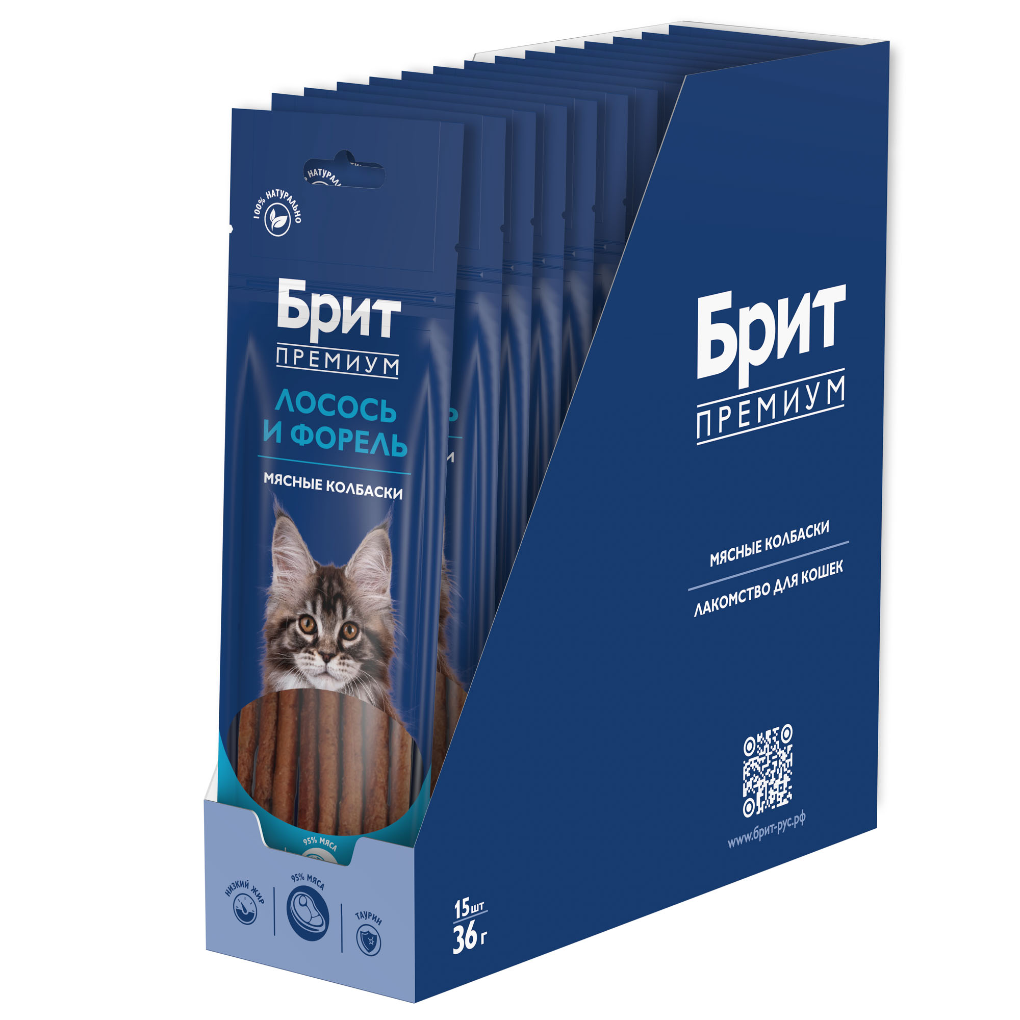 Лакомство для кошек и котят "Мясные колбаски с лососем и форелью", 36г 3