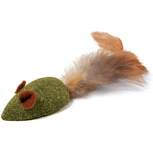 Игрушка из прессованной кошачьей мяты для кошек "Мышка с перьями", 50/110мм