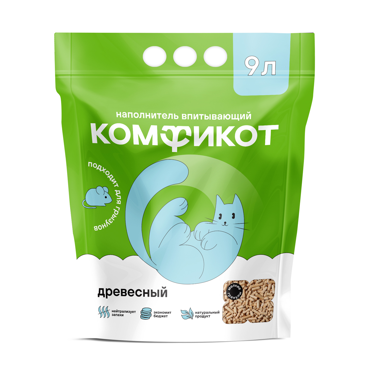 Наполнитель древесный впитывающий, мелкие гранулы, 9 л 4