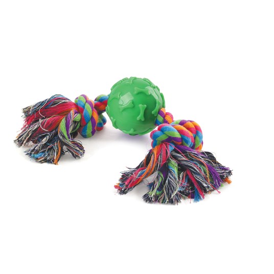 Игрушка для собак "Веревка, 2 узла и мяч", d65/300мм