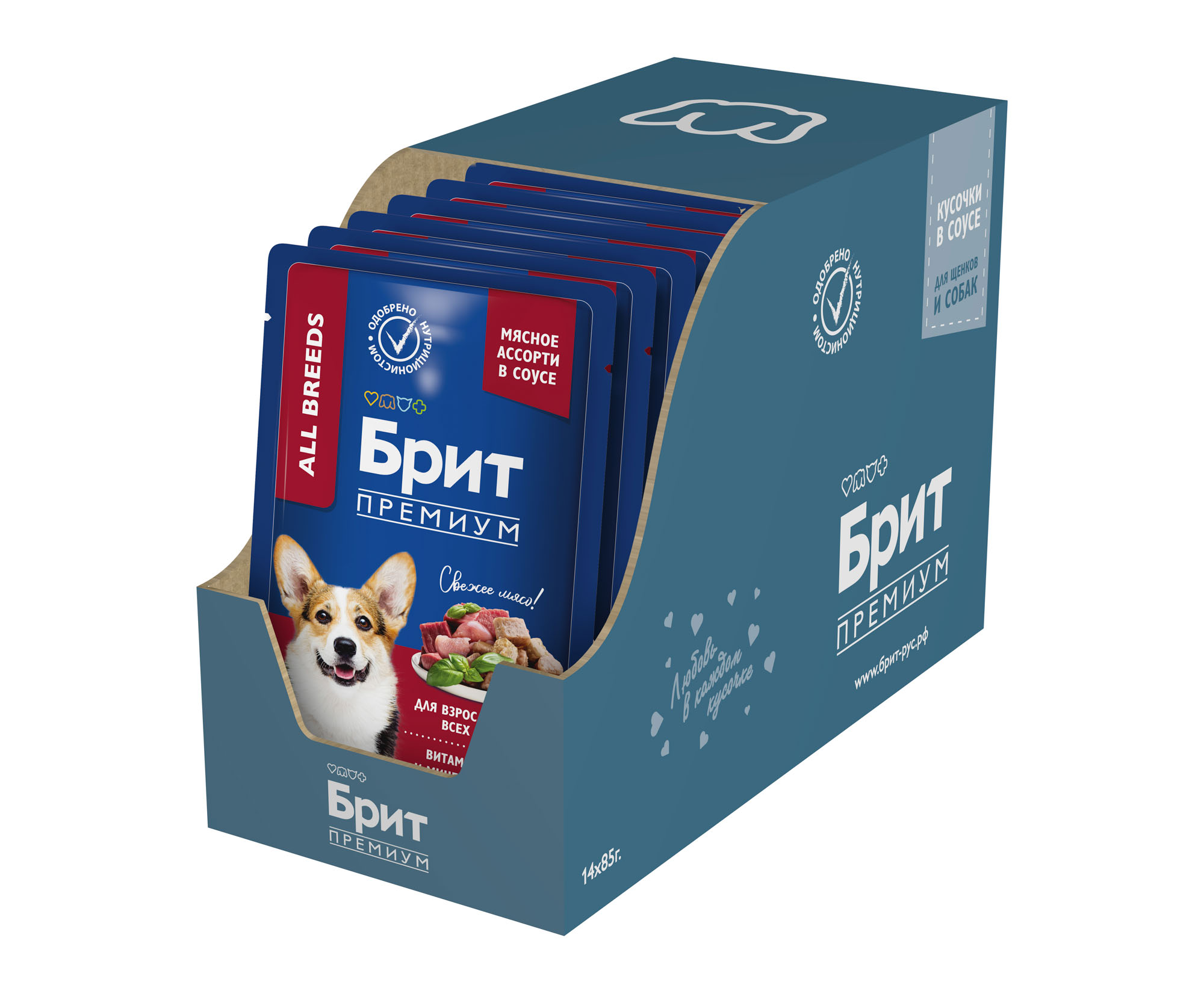 BRIT PREMIUM, Пауч для взрослых собак всех пород, Мясное ассорти в соусе, 85г 4