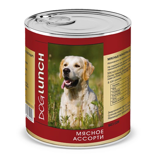 ДОГ ЛАНЧ консервы д/собак Мясное ассорти в желе 750гр*9