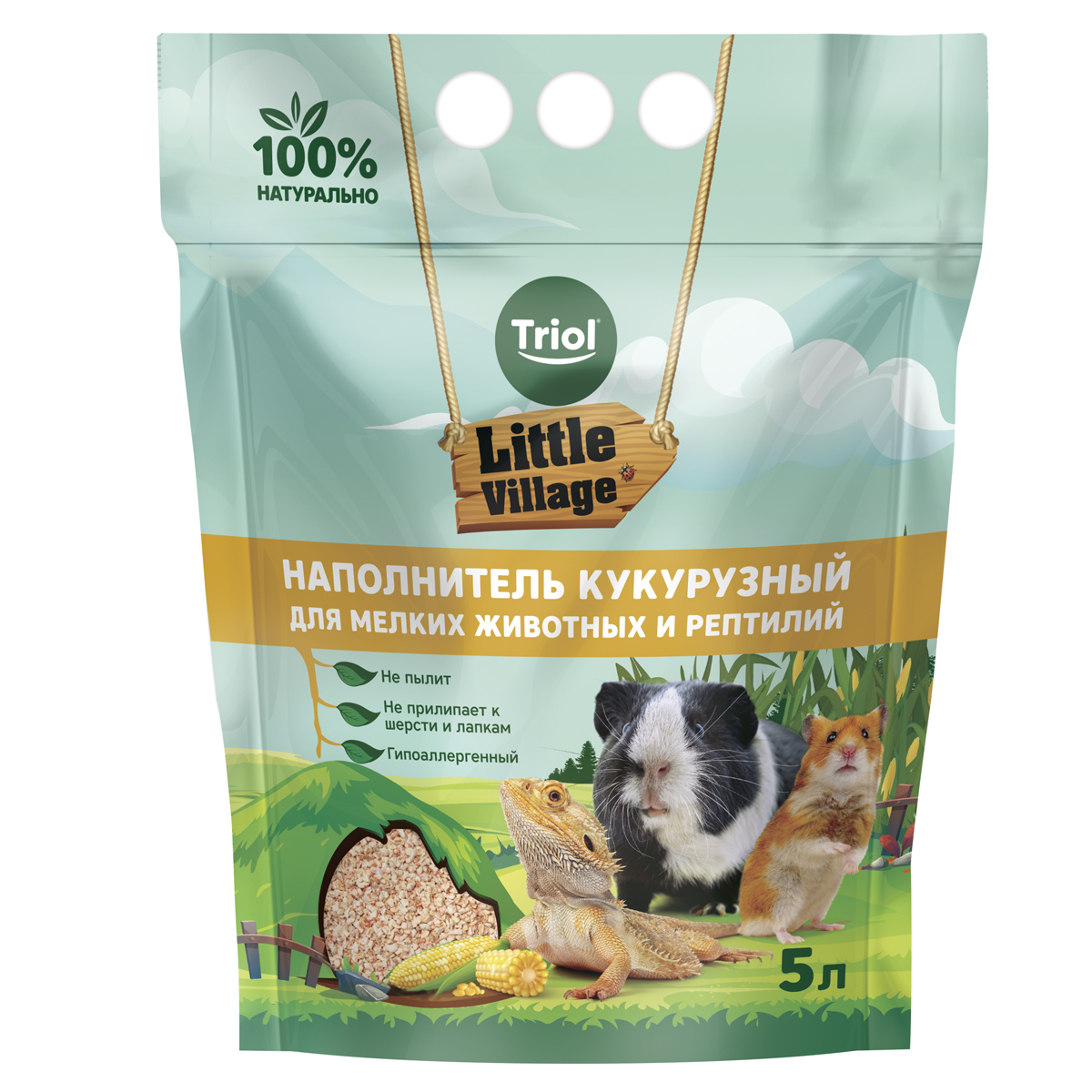 Наполнитель кукурузный для мелких животных и рептилий, 5л, серия LITTLE VILLAGE 2