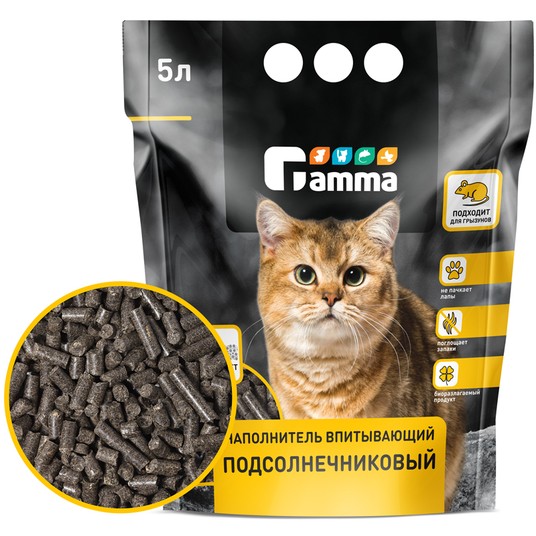 Наполнитель подсолнечниковый впитывающий, 5л