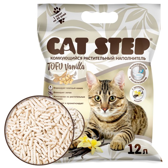 Tofu Vanilla Наполнитель растительный комкующийся, 12л