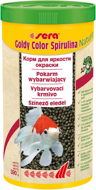 Корм для золотых рыб, для яркости окраса, в гранулах, "Goldy Color Spirulina", 1л, 390г