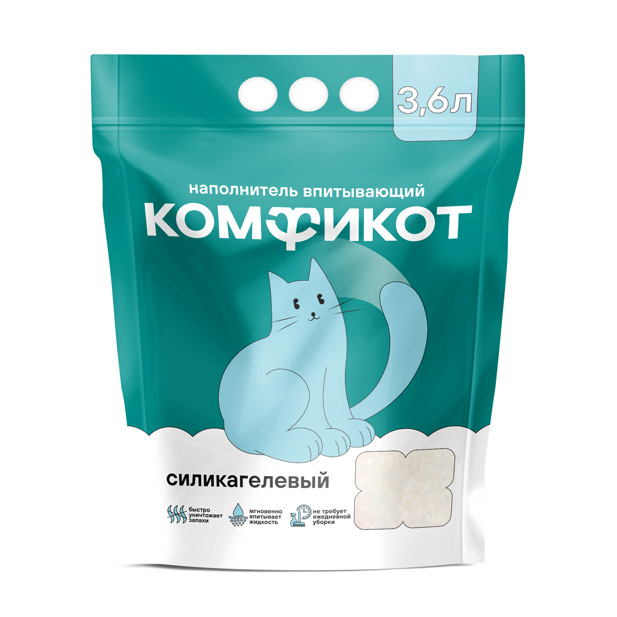 Наполнитель силикагелевый впитывающий без аромата, 3,6 л 2