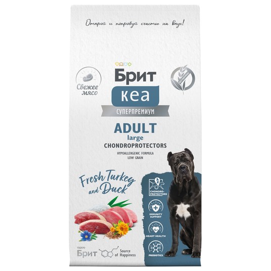 Сухой корм DOG ADULT LARGE CHONDROPROTECTORS с индейкой и уткой д/круп.пор, 12кг