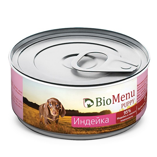 BioMenu PUPPY Консервы д/ЩЕНКОВ Индейка 95%-МЯСО 100гр*24