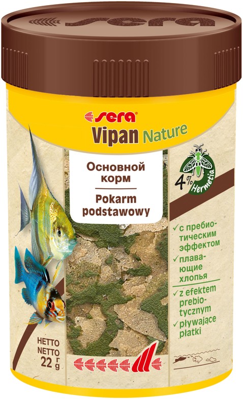 Корм для всех видов рыб, основной в хлопьях "Vipan Nature" 100 мл, 22 г