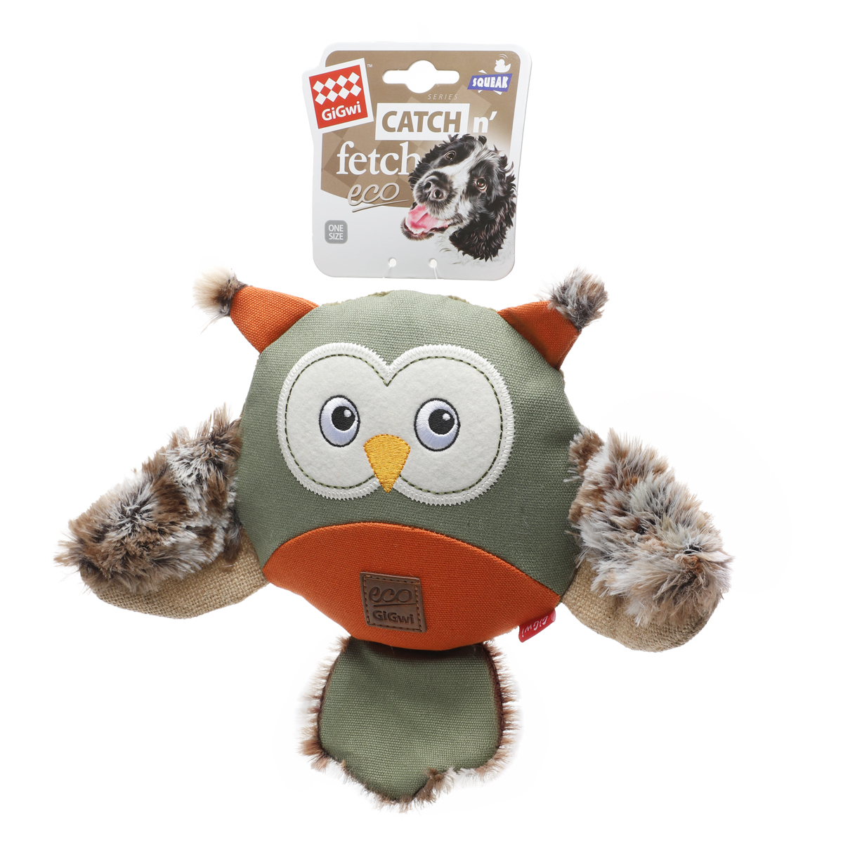 Игрушка для собак Сова с большой пищалкой 31 см, серия CATCH & FETCH ECO 3