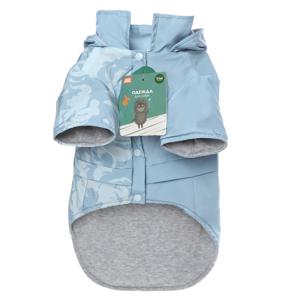 СОЮЗМУЛЬТФИЛЬМ Попона-дождевик водостойкая "Ёжик-мечтатель" XL, пепельно-голубая, дл.изделия по спине 40см 8