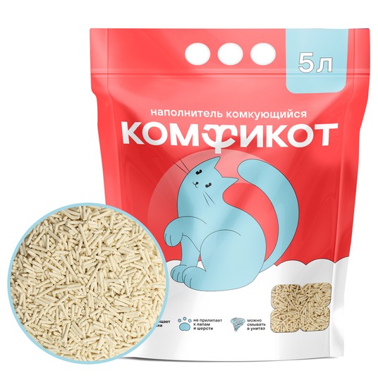 Наполнитель тофу комкующийся без аромата, 5 л