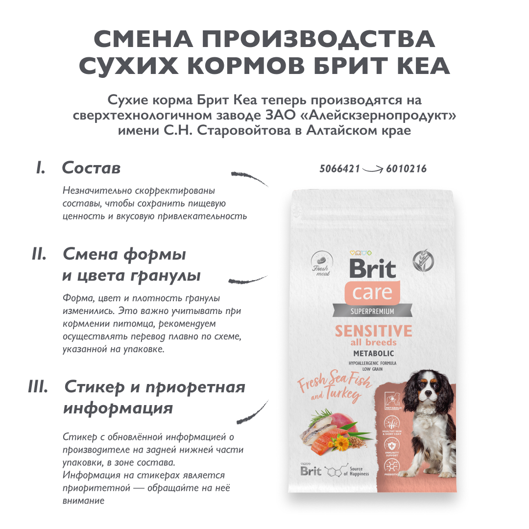 BRIT CARE, Сухой корм с морск.рыбой и инд. д/взр.соб "Dog Adult Sensitive Metabolic", 1.5 кг 2