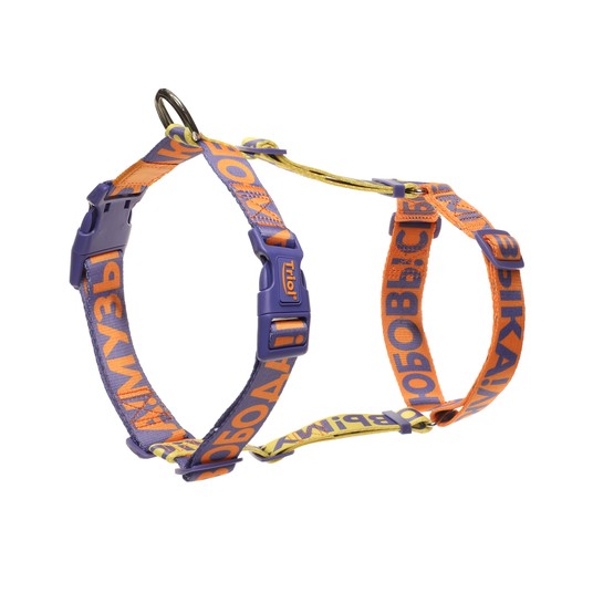 СОЮЗМУЛЬТФИЛЬМ Шлейка анатомическая нейлоновая "Свобода! Музыка! Любовь!" М, оранжево-фиолетовая, обхват груди 550-700 мм