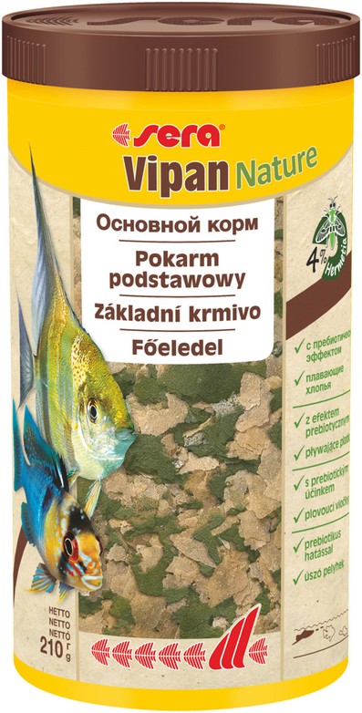 Корм для всех видов рыб, основной в хлопьях "Vipan Nature" 1000 мл, 210 г