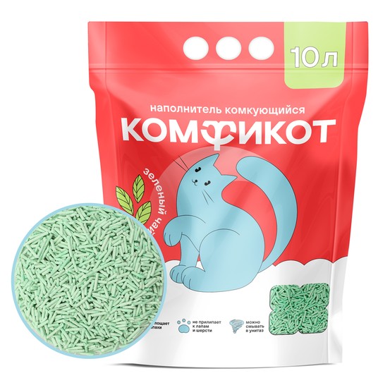 Наполнитель тофу комкующийся зеленый чай, 10 л