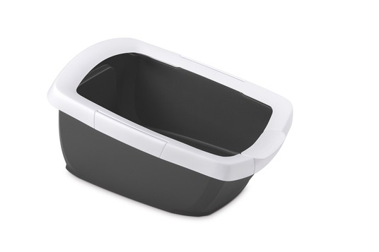 Туалет для кошек глубокий с подножкой "Funny", антрацит, 62х49.5х33 см