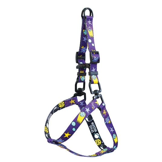 BE TRENDY Шлейка двусторонняя нейлоновая "Космос" S, фиолетовая, 15*450-630 мм