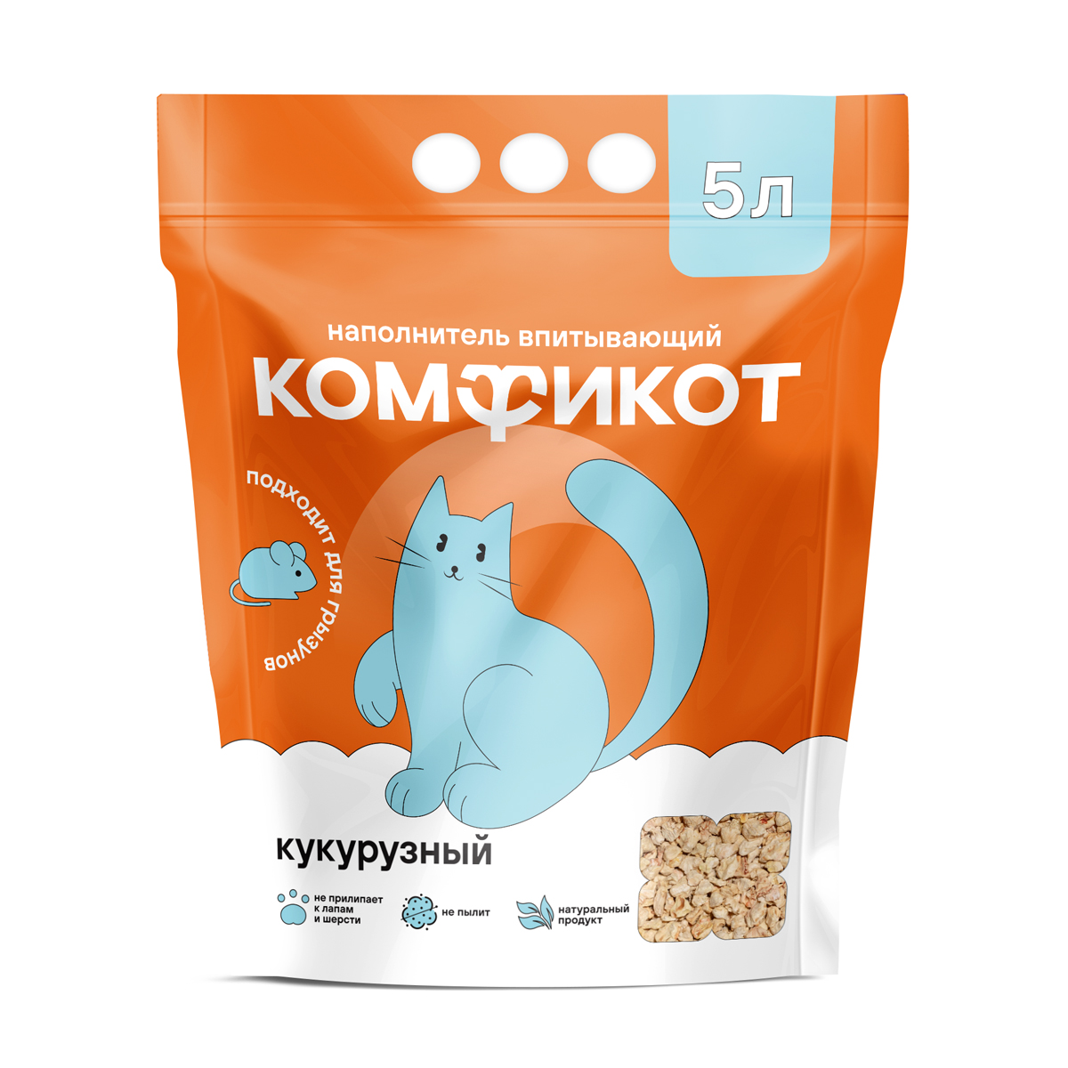 Наполнитель кукурузный впитывающий, 5 л 2