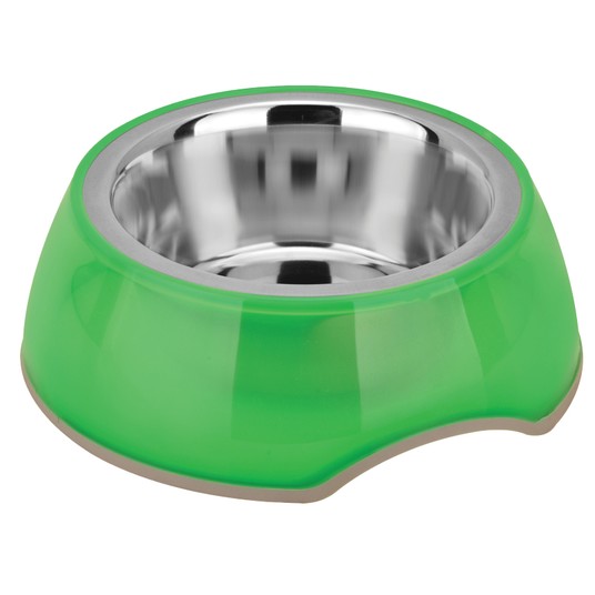 Миска металлическая на подставке из термопластичной резины, 0,85л