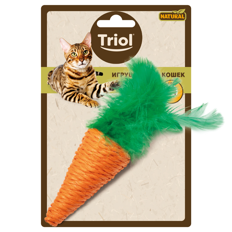 Игрушка для кошек "Морковка с перьями", 75/140мм, серия NATURAL 2