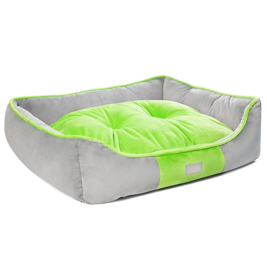 Лежанка для животных прямоугольная "Клевер" L, серо-салатовая, 570*500*170мм