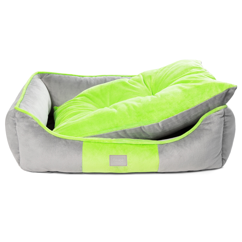 Лежанка для животных прямоугольная "Клевер" L, серо-салатовая, 570*500*170мм 2