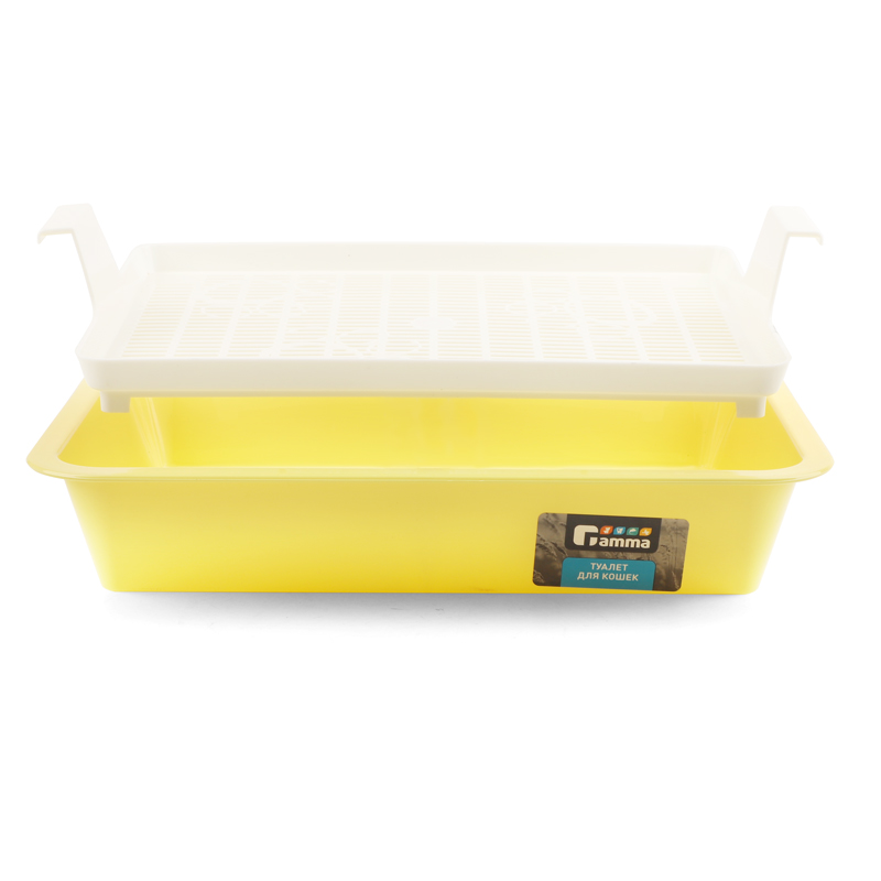 Туалет для кошек c сеткой мини "Барсик", желтый, 325*235*60мм 3