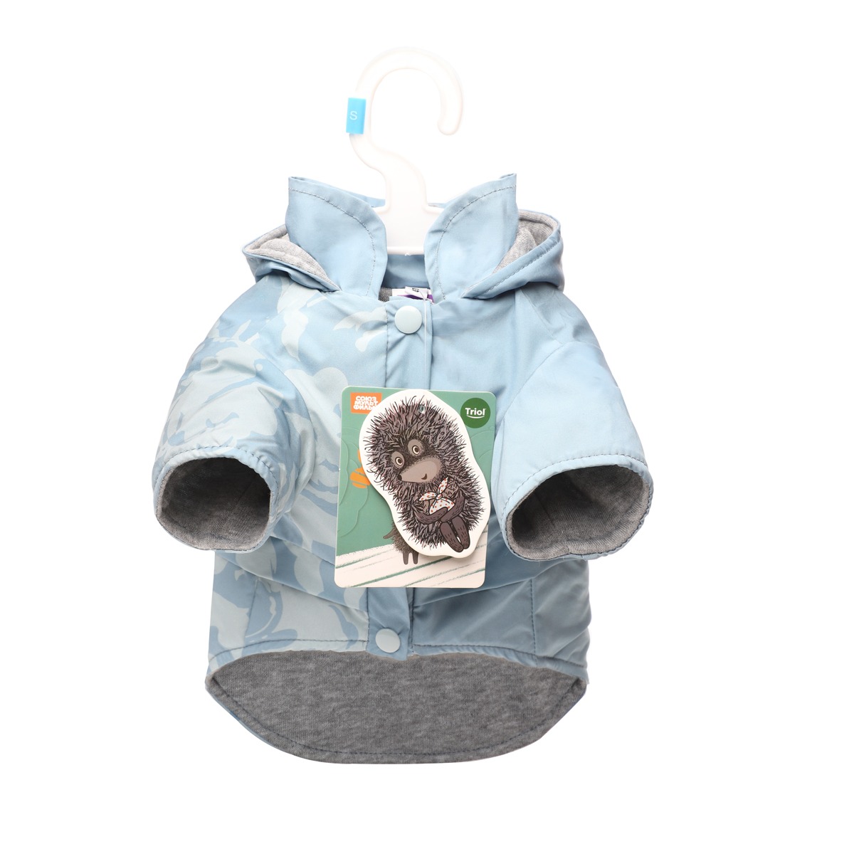 СОЮЗМУЛЬТФИЛЬМ Попона-дождевик водостойкая "Ёжик-мечтатель" S, пепельно-голубая, дл.изделия по спине 25см 6