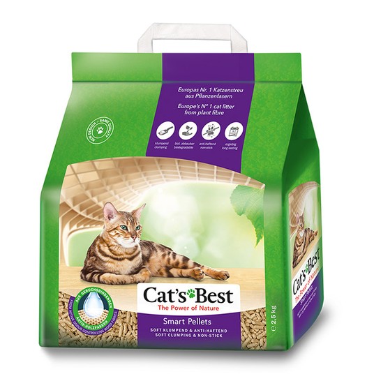 Наполнитель для кошачьих туалетов Cat's Best Smart Pellets 5л*2,5кг, древесный комкующийся
