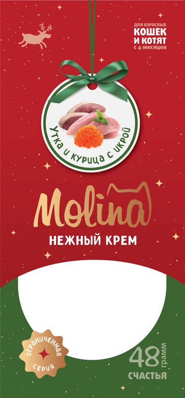 Лакомство для кошек и котят "Нежный крем из утки с курицей и икрой", 48г