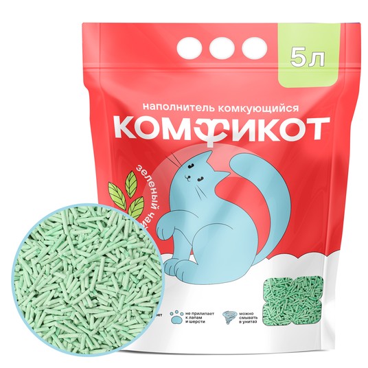 Наполнитель тофу комкующийся зеленый чай, 5 л