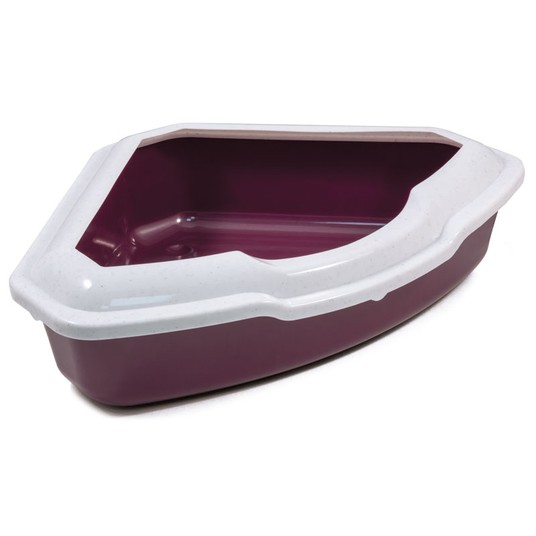 Туалет для кошек угловой с бортом "Пирамида", бургунди/белый, 565*425*150мм, серия HYGIENE