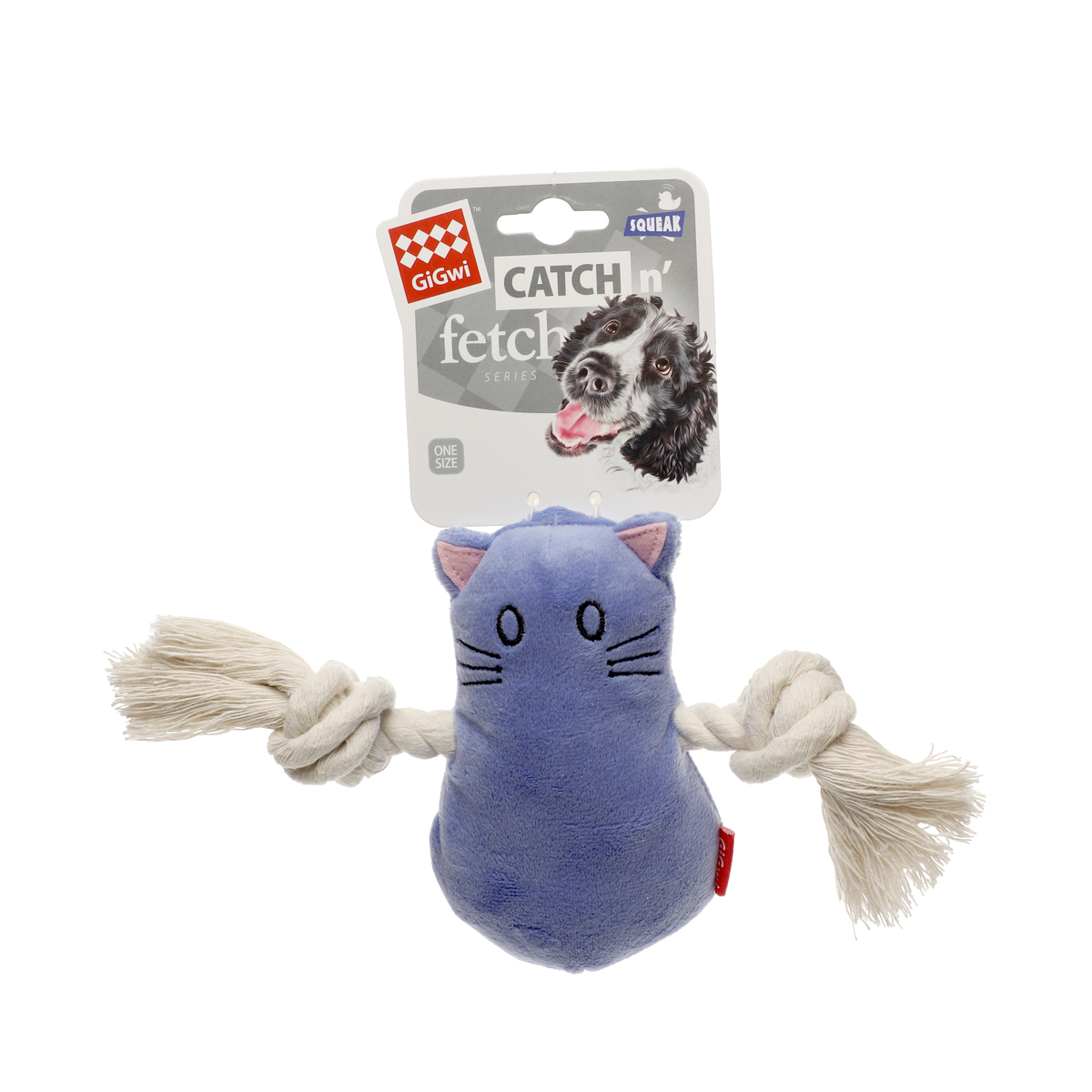 Игрушка для собак Кот с верёвкой и пищалкой 20см, серия CATCH & FETCH 2