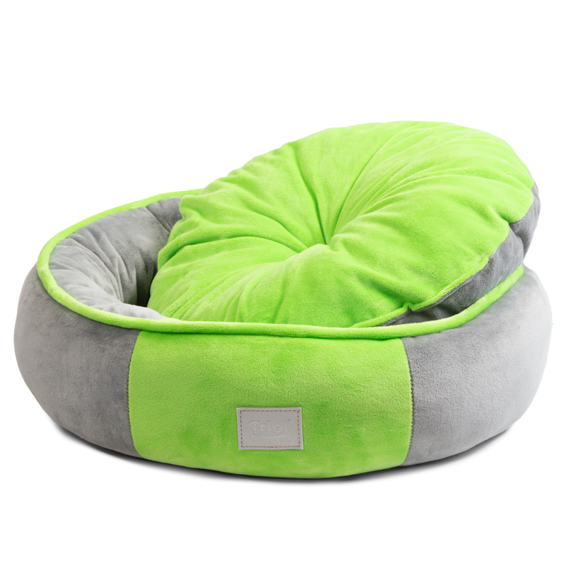 Лежанка для животных круглая "Клевер" M, серо-салатовая, 500*500*160мм 2