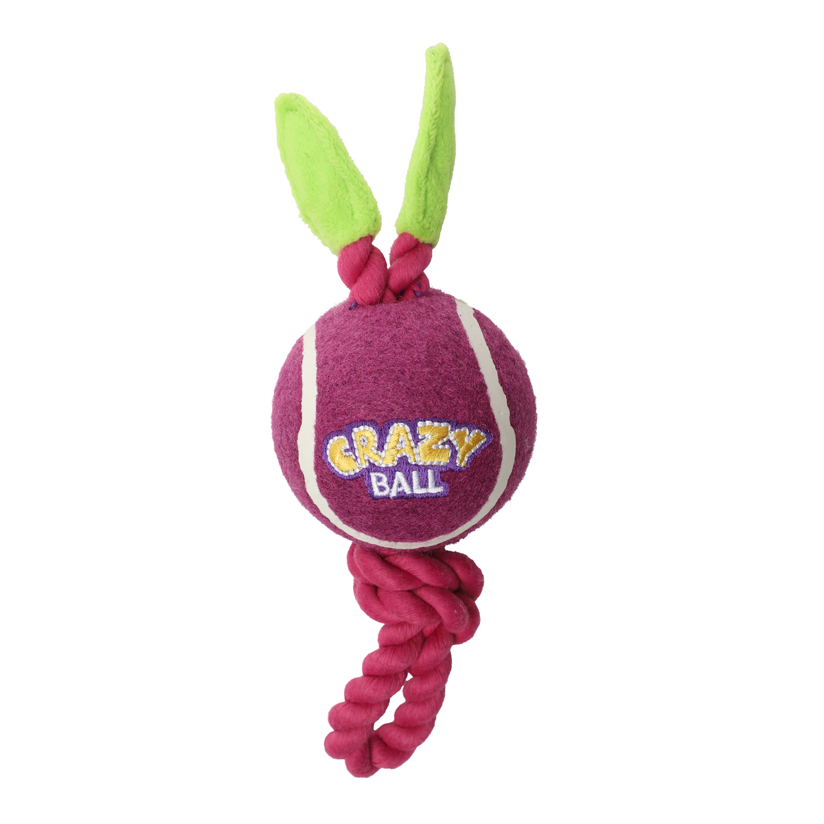 CRAZY BALL Игрушка из теннисной резины для собак "Редиска с верёвкой", с верёвкой, d80/220мм 2