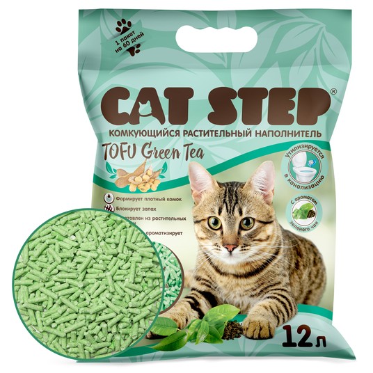 Tofu Green Tea Наполнитель растительный комкующийся, 12л