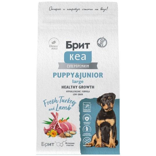 Сухой корм DOG PUPPY & JUNIOR LARGE HEALTHY GROWTH с индейкой и ягн. д/щен, 1,5кг