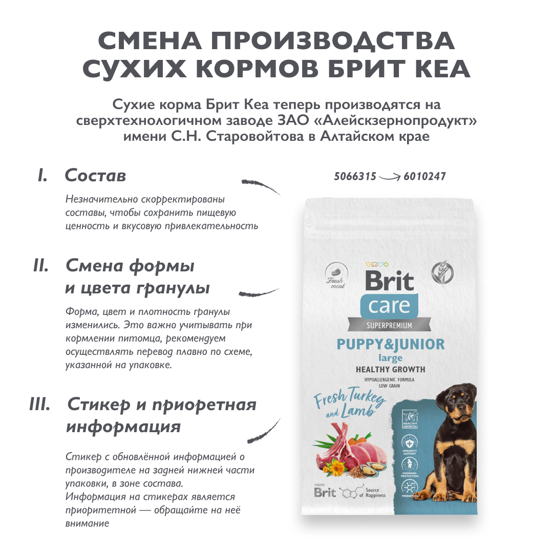 BRIT CARE, Сухой корм с инд и ягн д/щенк.кр.пор."Dog Puppy&Junior L Healthy Growth", 1.5 кг 4